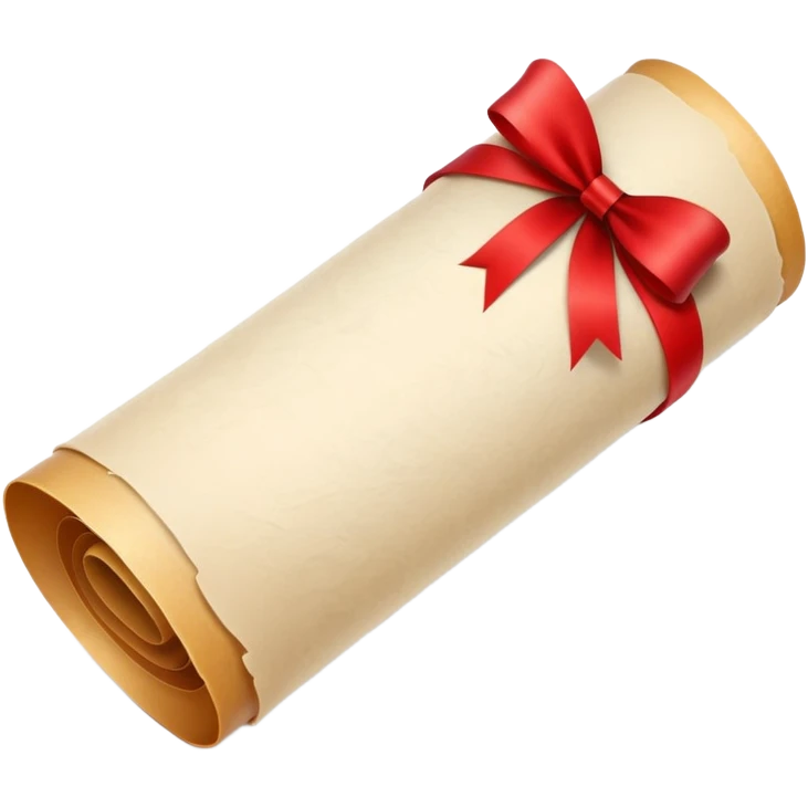 scroll or rolled-up invitation with a red ribbon emoji