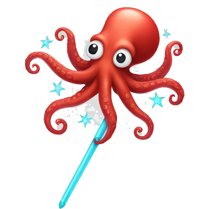 red octopus holding fairy wand emoji