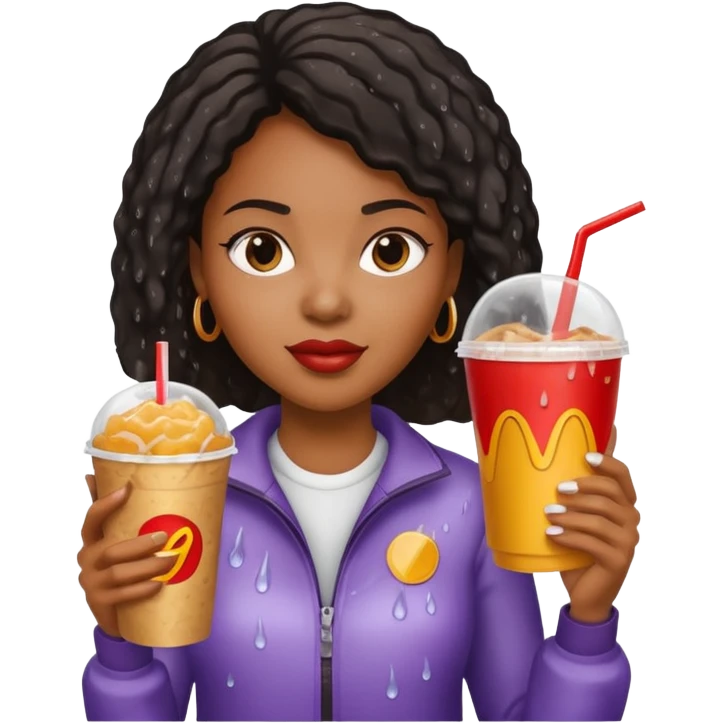 black woman holding fastfood drink emoji