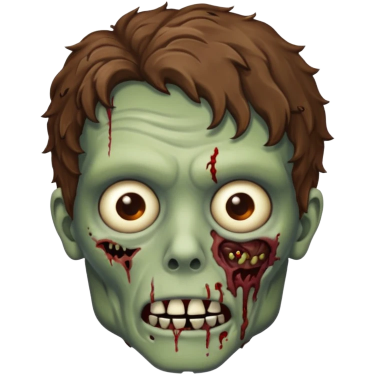 Zombie with lil bit curly medium brown hair emoji