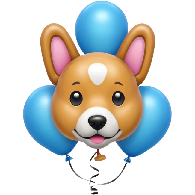 dog shaped flying balloons emoji