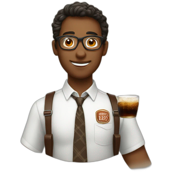 Nerd with root beer emoji
