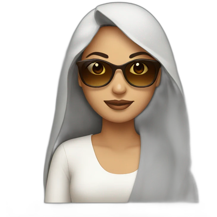 arab woman with brown long hair and sunglasses emoji