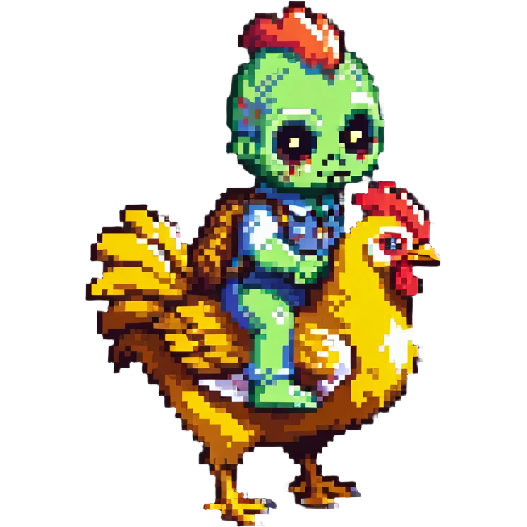 baby zombie riding a chicken emoji