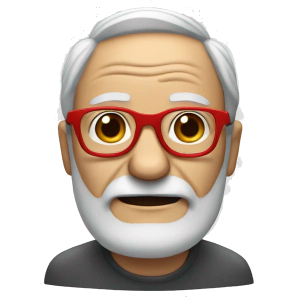 Gray bearded old man with red glasses emoji
