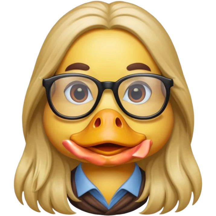 long hair duck with glasses emoji