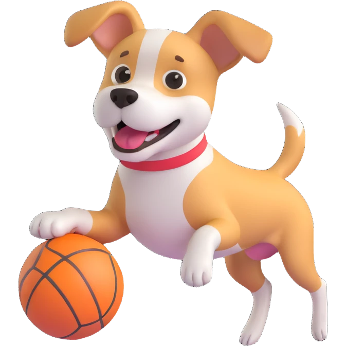 happy dog running after ball emoji