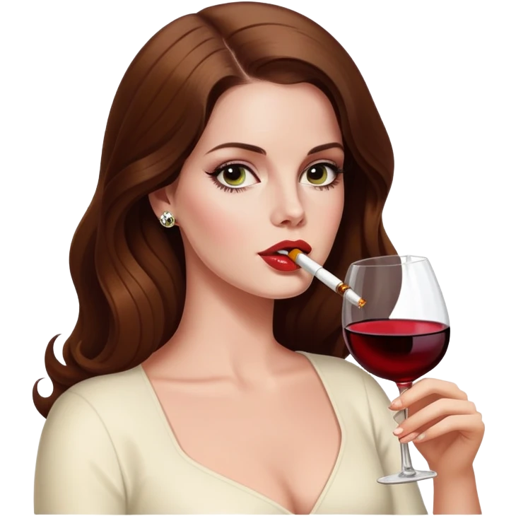 Lana del Rey  is drinking wine and smoking  emoji