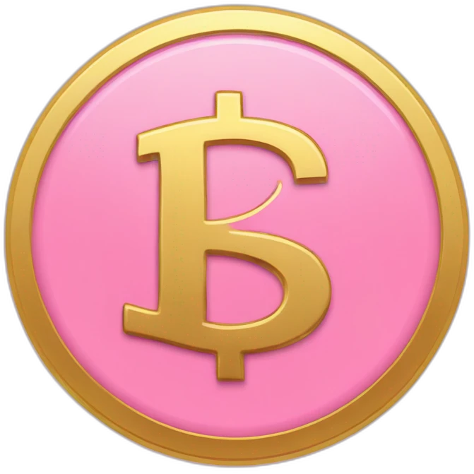 pink coin with gold dollar sign large stroke size emoji