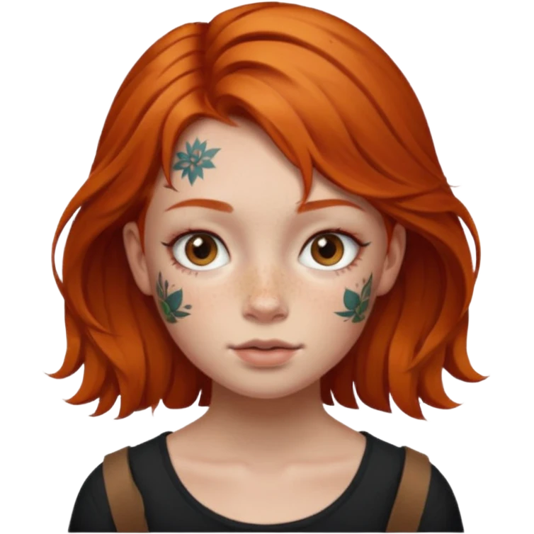 ginger hair and little face tattoo pirate girl emoji
