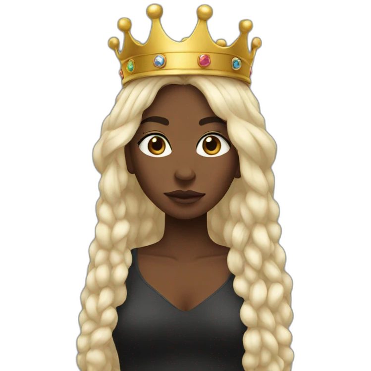 Crown black women with long hair emoji