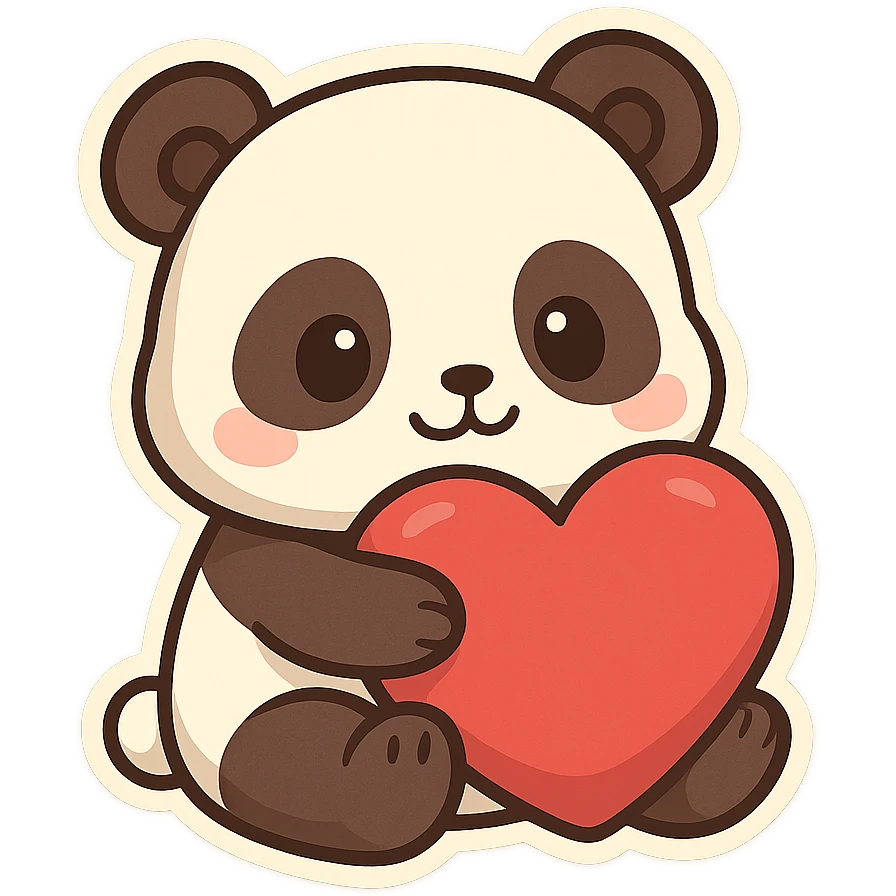 Chibi Panda Hugging Heart emoji