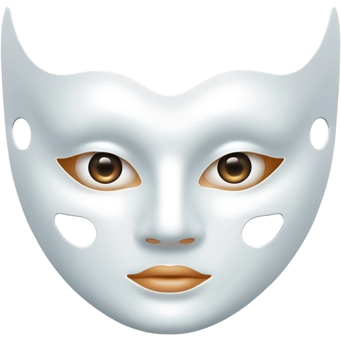 a sheet of white mask pack for face skincare beauty, except on the face, transpalent holes on eyes and mouth emoji