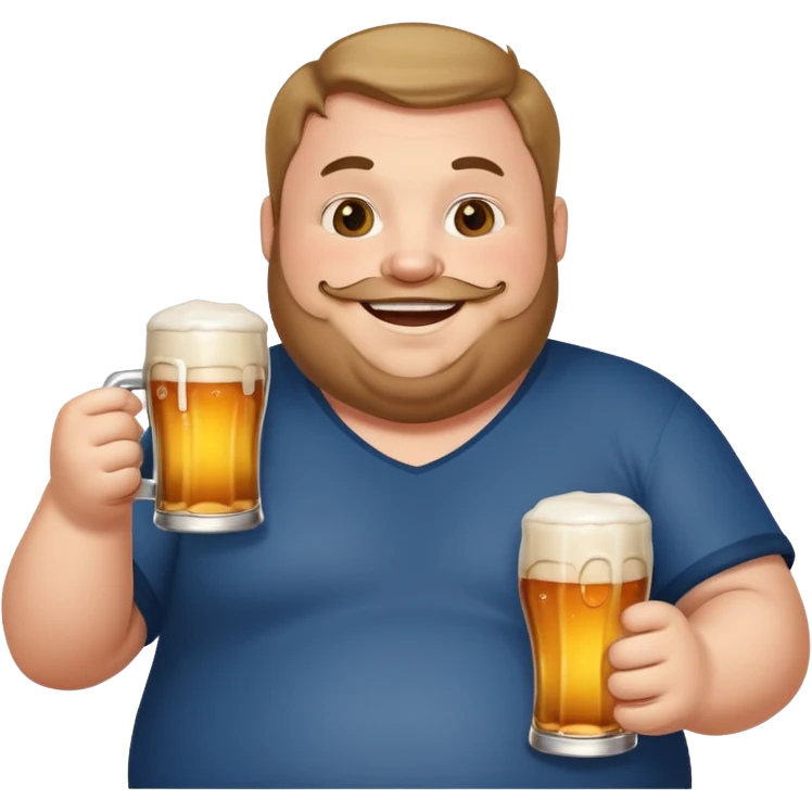 Fat man with beer emoji