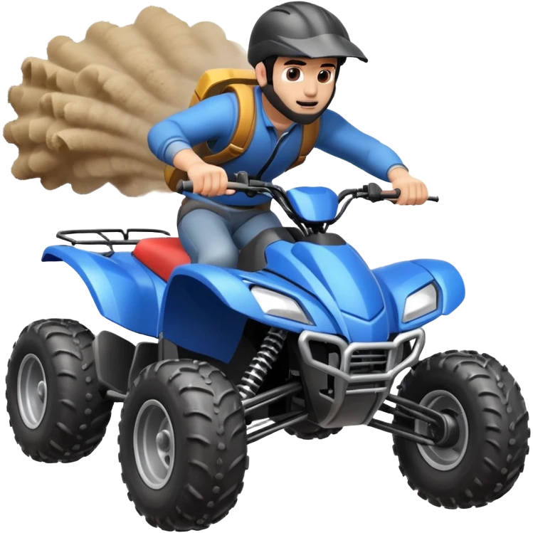 man riding an ATV, dynamic action pose, off-road vehicle, dust trail, 3D cartoon, mobile game icon style, clean background, no text, no watermark

 emoji