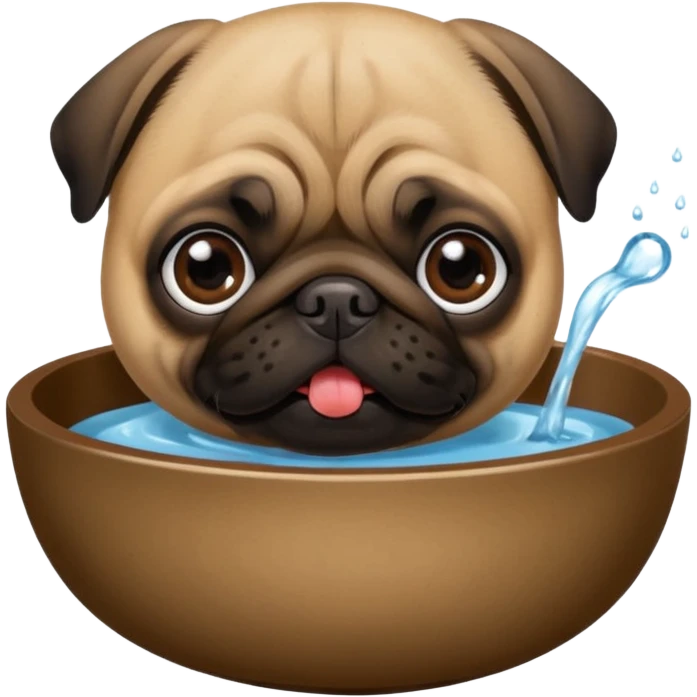 Pug Drinking some water emoji
