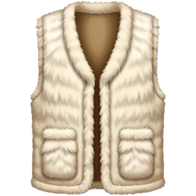 A plain, fluffy fur vest in near-white cream color without pockets emoji