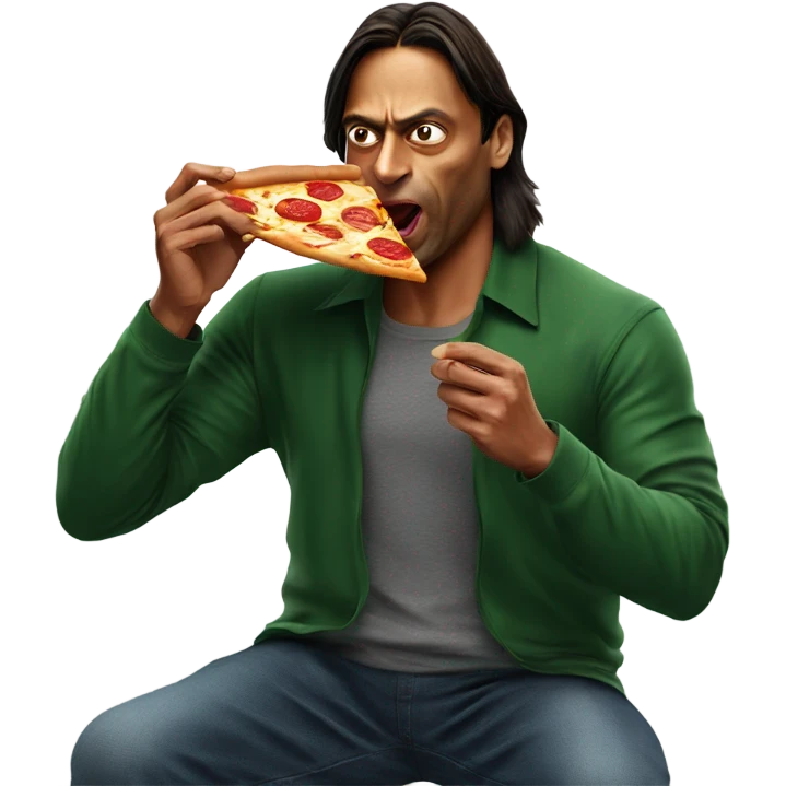 Shoaib Akhtar eating pizza emoji
