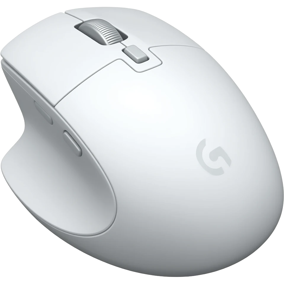 white Logitec vertical lift mouse emoji