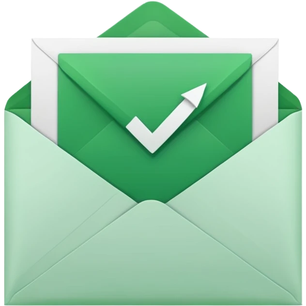 a letter with green checkbox inside the white envelop emoji