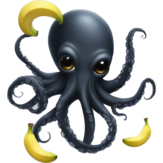 Black Alien Octopus with banana emoji