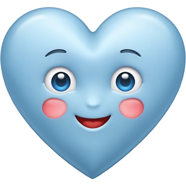 apple style emoji heart in soft muted blue, simple and light-hearted emoji