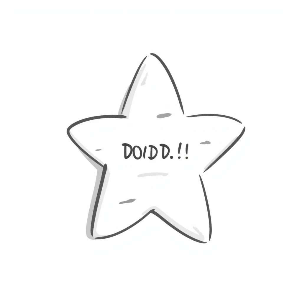 star-shaped sticky note with handwritten text emoji