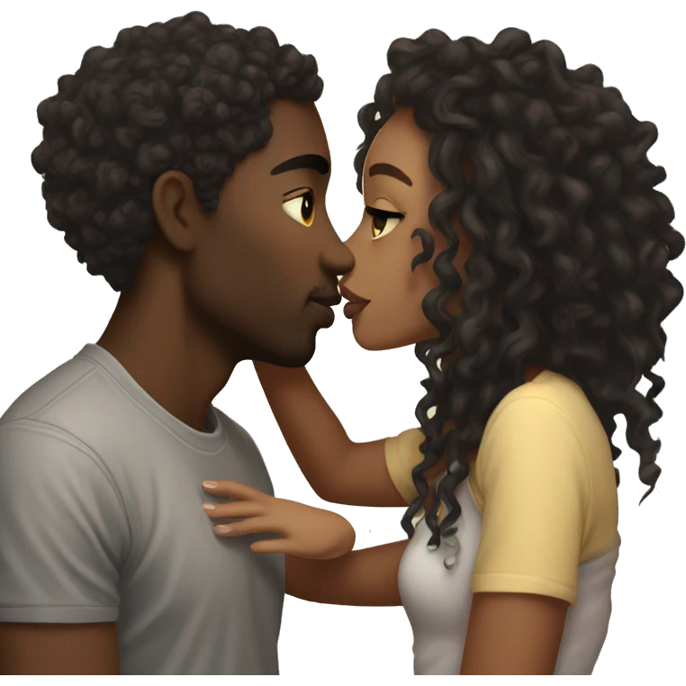 Me kissing my brown skin girlfriend with dark curly hair. I am black and have a septum piercing, and blonde locs. She has a septum piercing aswell. emoji