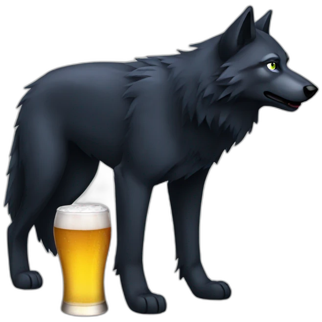 black wolf blue eyes drinking beer emoji