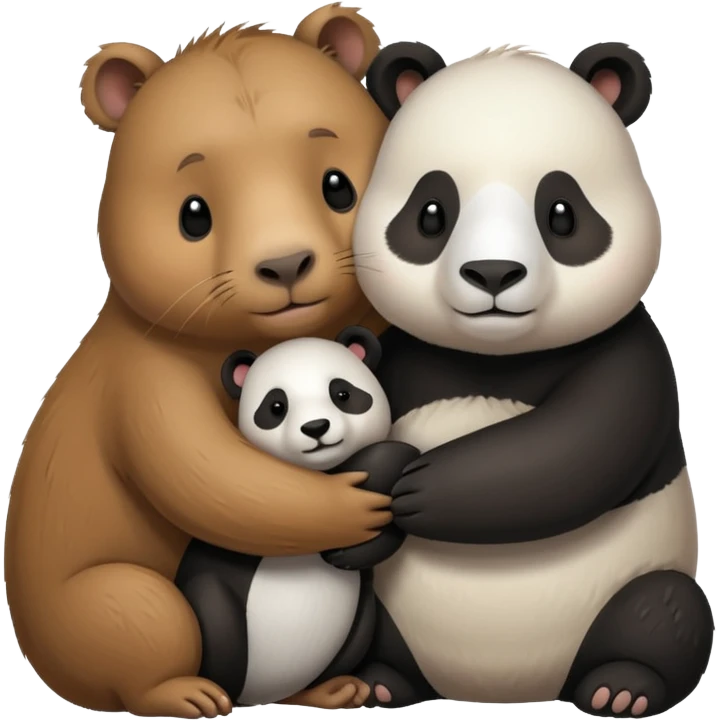 Capybara qui font un câlin avec un panda emoji