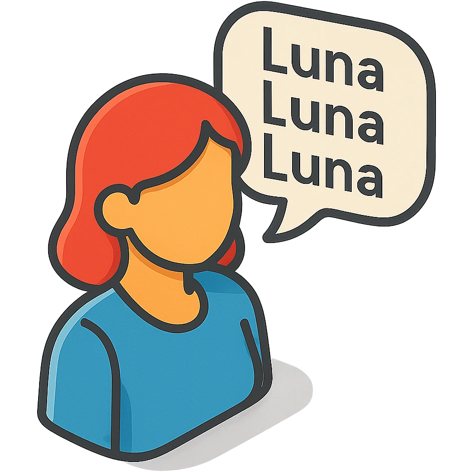 женщина несколько раз произносит - Luna Luna  emoji