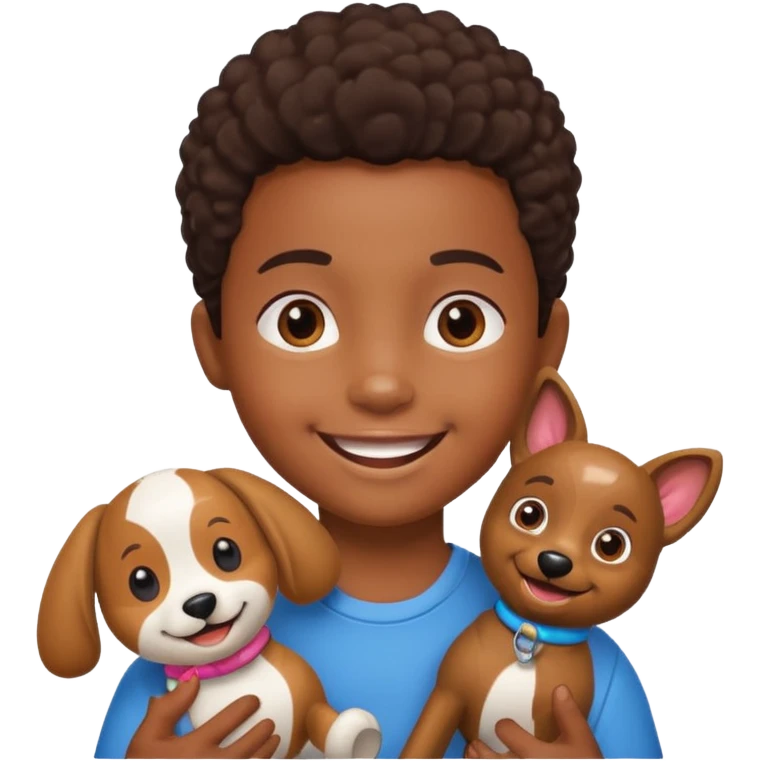 black child with dog toy emoji