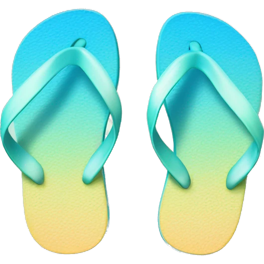 Realistic light blue gradient pair of summer flip flops isolated. emoji