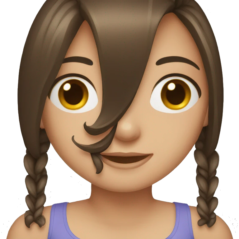 a brunette girl with brackets emoji