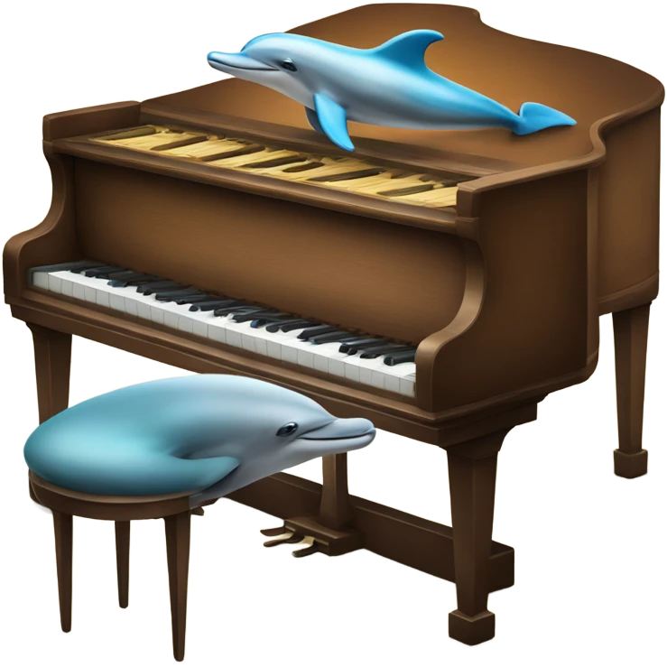 Dolphin playing the piano emoji