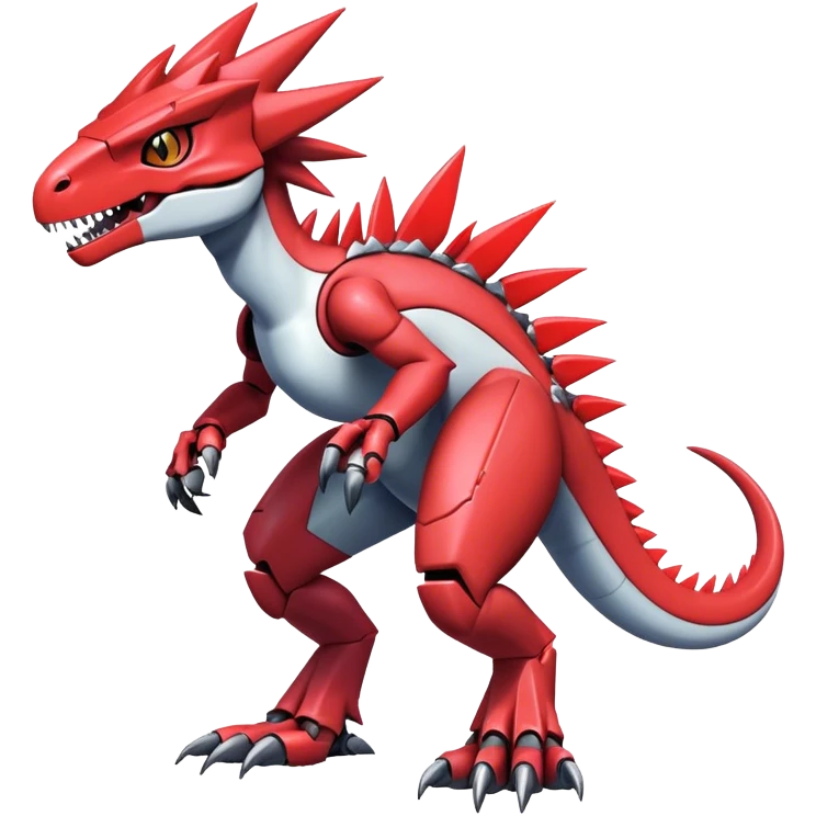 Spiky Cool Edgy Futuristic shiny colorful Digimon-Fakemon-Guilmon-Velociraptor-Mecha full body  emoji