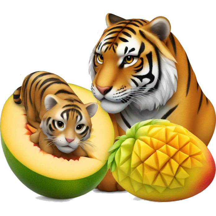 a mango and a tiger  emoji