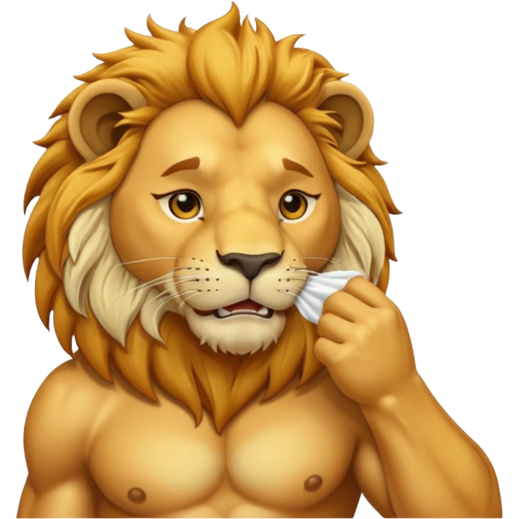 lion wiping its nose emoji