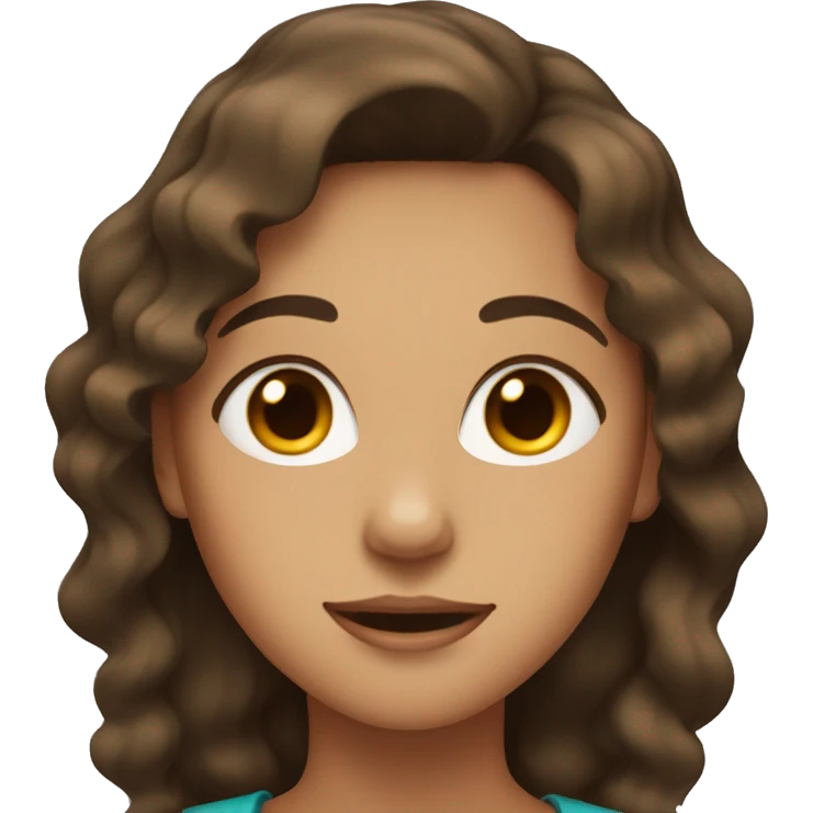 A tan girl with wavy dark brown hair and dark eyes emoji