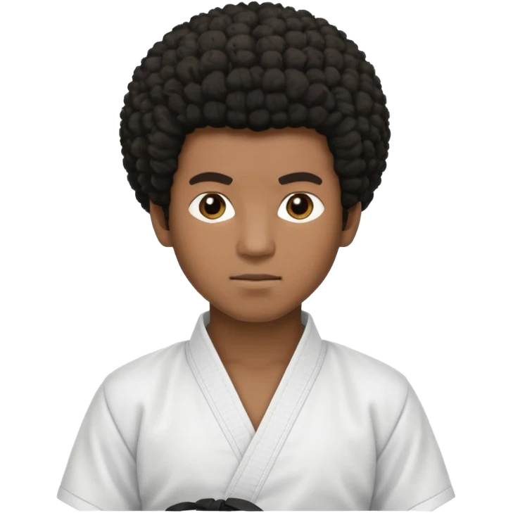 black karate instructor with afro hair and a low taper haircut, and a small fade on the sides emoji