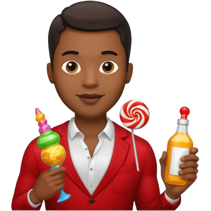 Sexy black man hold a bottle and a lollipop emoji