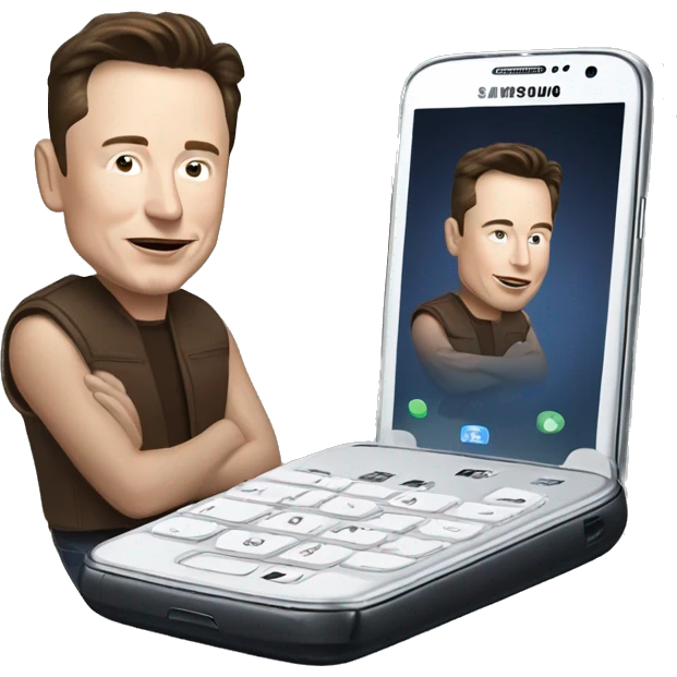 Elon Musk with a Samsung Phone emoji