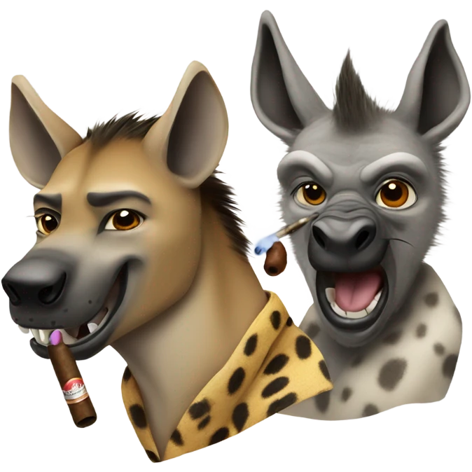 Hyena and donkey smoking cigars emoji