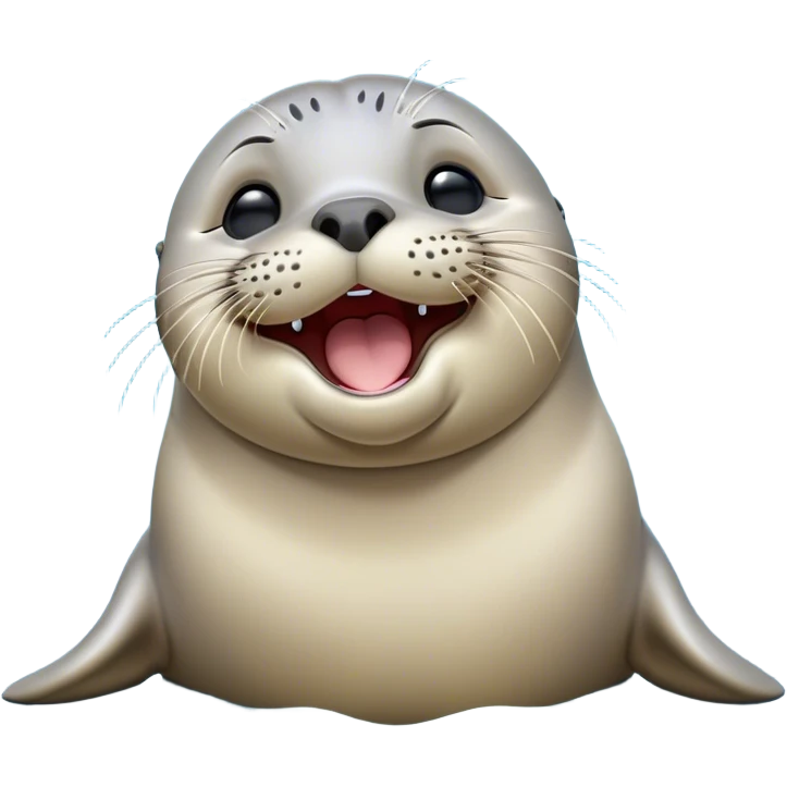 Cinematic Cute Yawning harbour seal Portrait Emoji, Head tilted slightly with a dramatic, wide-open yawn, showcasing a smooth, rounded body with gently drooping features and sleepy, half-closed eyes, Simplified yet irresistibly adorable features, highly detailed, glowing with a soft, cozy maritime glow, high shine, relaxed yet expressive, stylized with a dash of whimsical ocean charm, soft glowing outline, capturing the essence of a drowsy yet affectionate harbour seal that appears ready to stretch out for a nap! emoji
