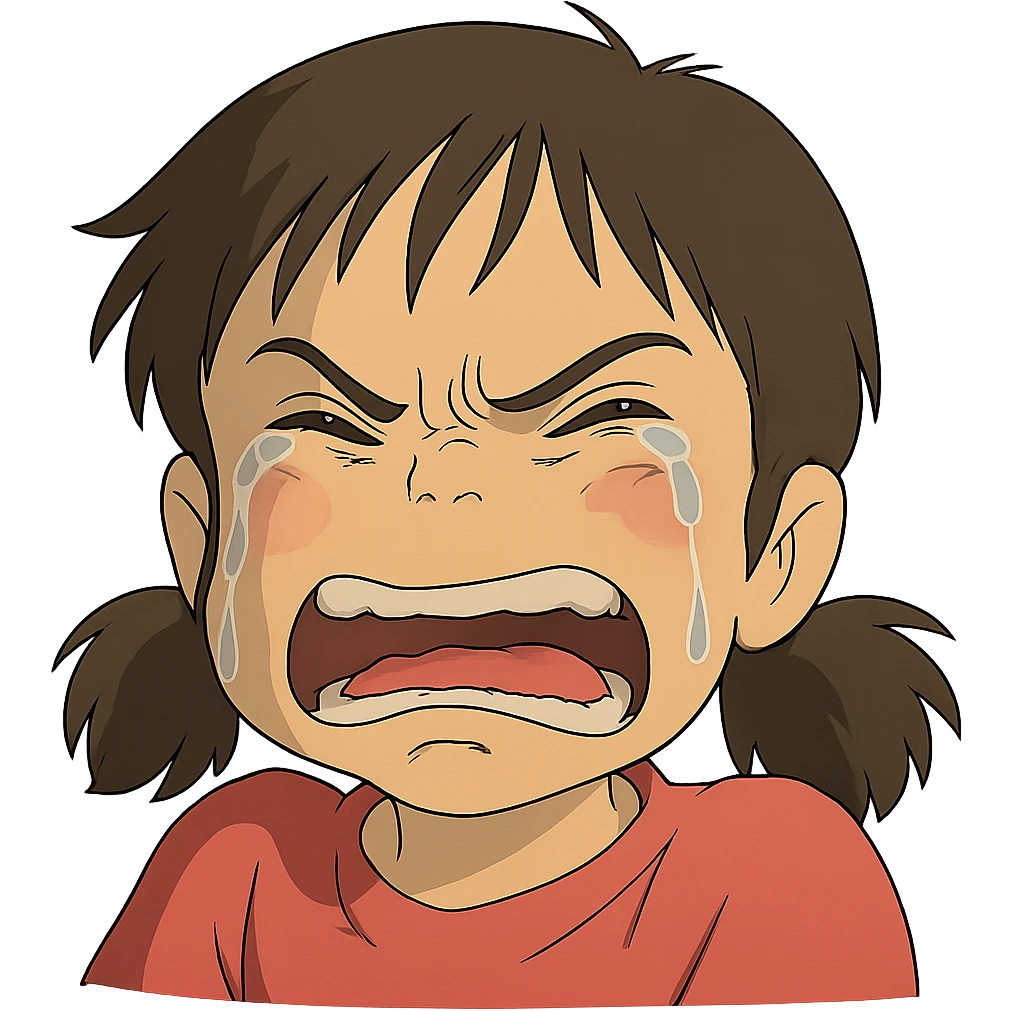 angry and crying face in ghibli style emoji
