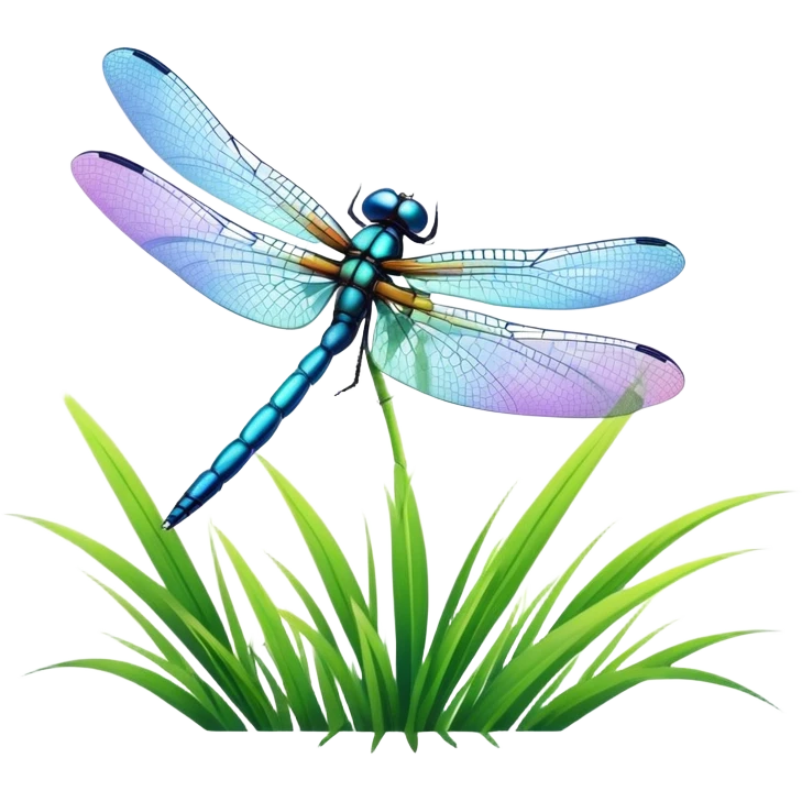A dragonfly is flying over the field. emoji