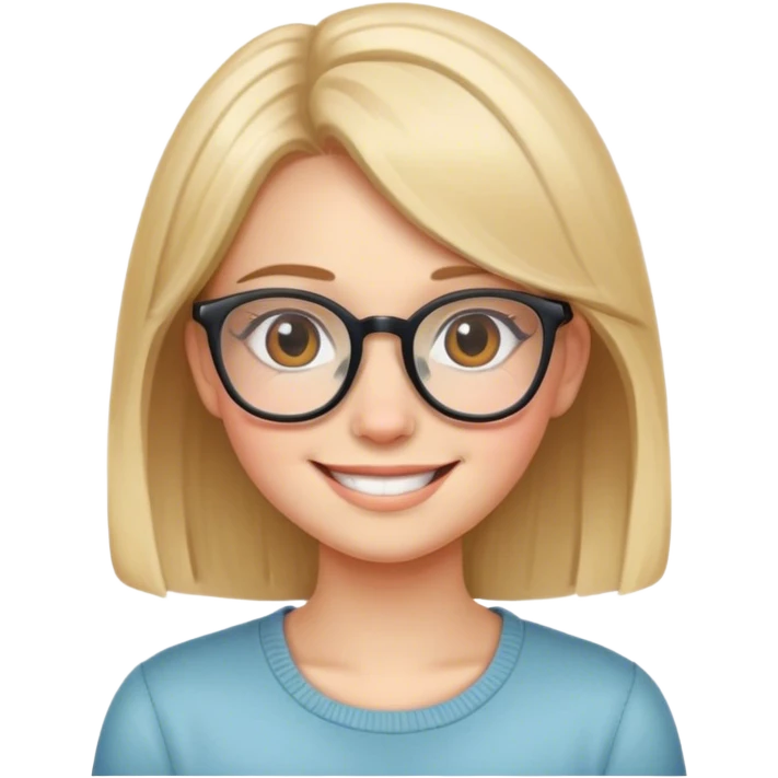 smiling girl with glasses shy emoji