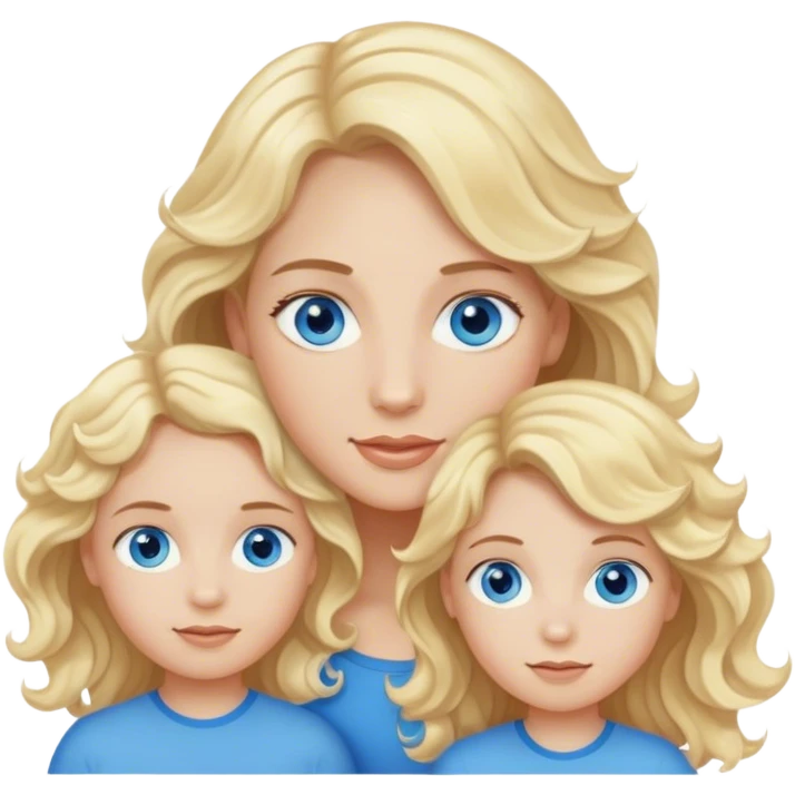 Wavy blonde hair mom with blond hair blue eyes boy and girl twins emoji