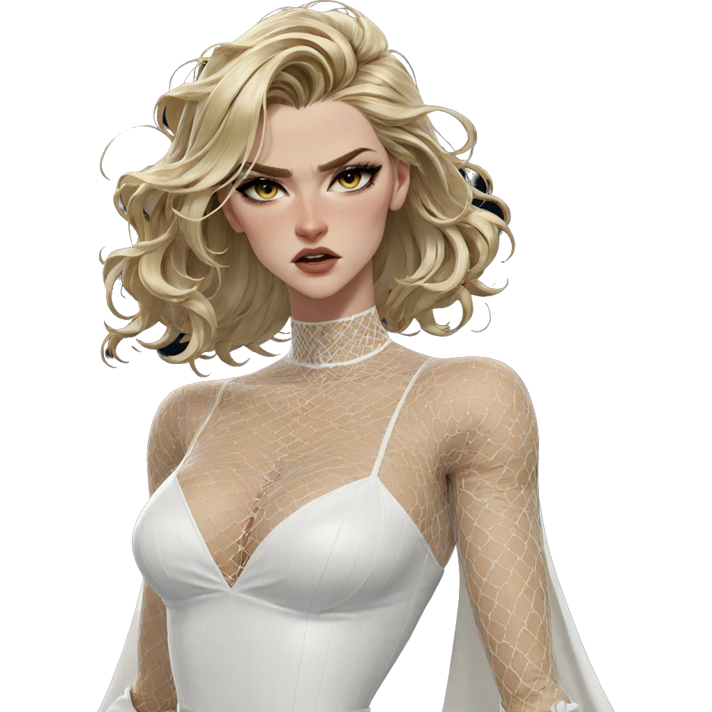 blonde girl in white dress emoji