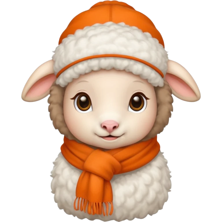 baby sheep with orange scarf and brown hat emoji